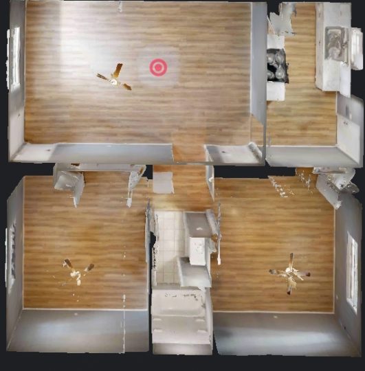 a 3d image of a room with a wooden floor at The Arden Arms Apartments